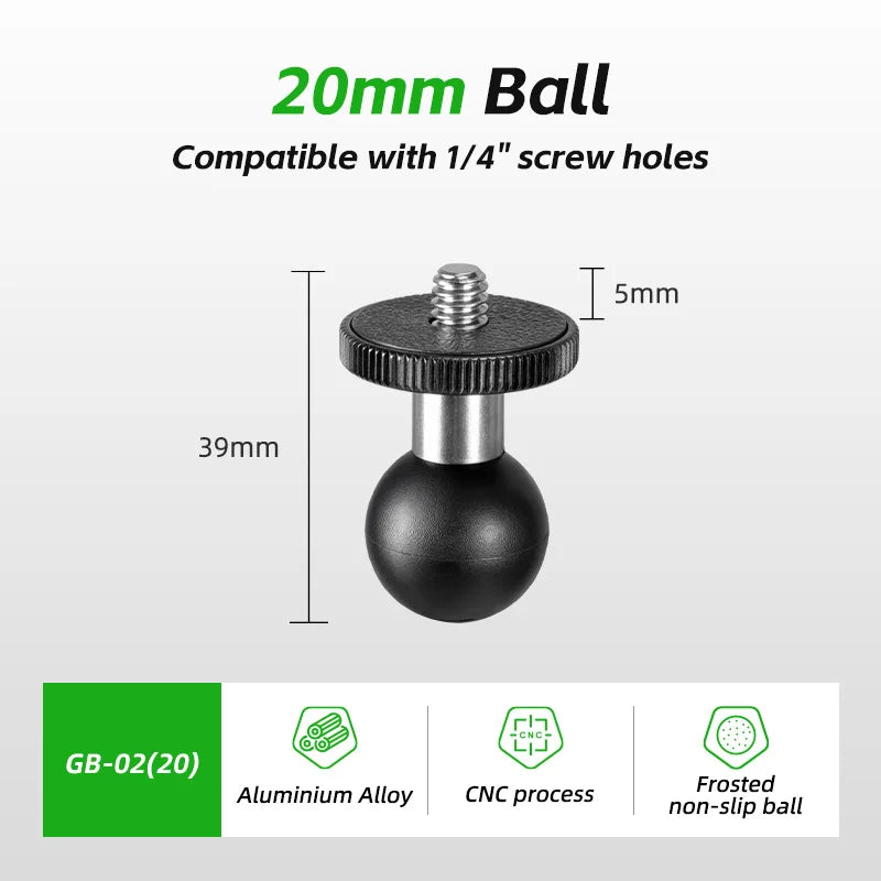 FANAUE sports camera bracket adapter 25mm ball head base 1/4 panorama 360 cycling shooting accessories compatible with RAM