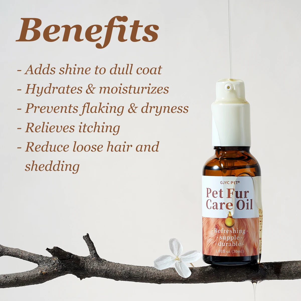Gentle Pet Fur Care Oil Plant-Based Formula Leave-In Conditioner Detangles Reduces Shedding Boosts Coat Shine For Dogs Cats
