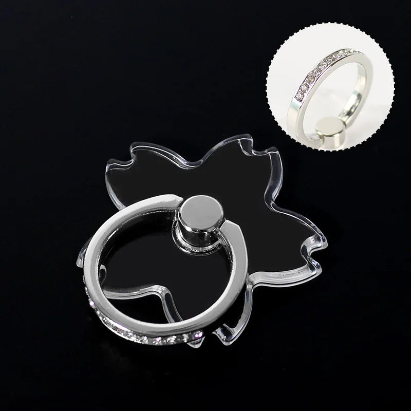 Transparent Cell Phone Ring Holder Stand 360° Degree Rotation Clear Finger Grip Kickstand Compatible iPhones or Phone Case
