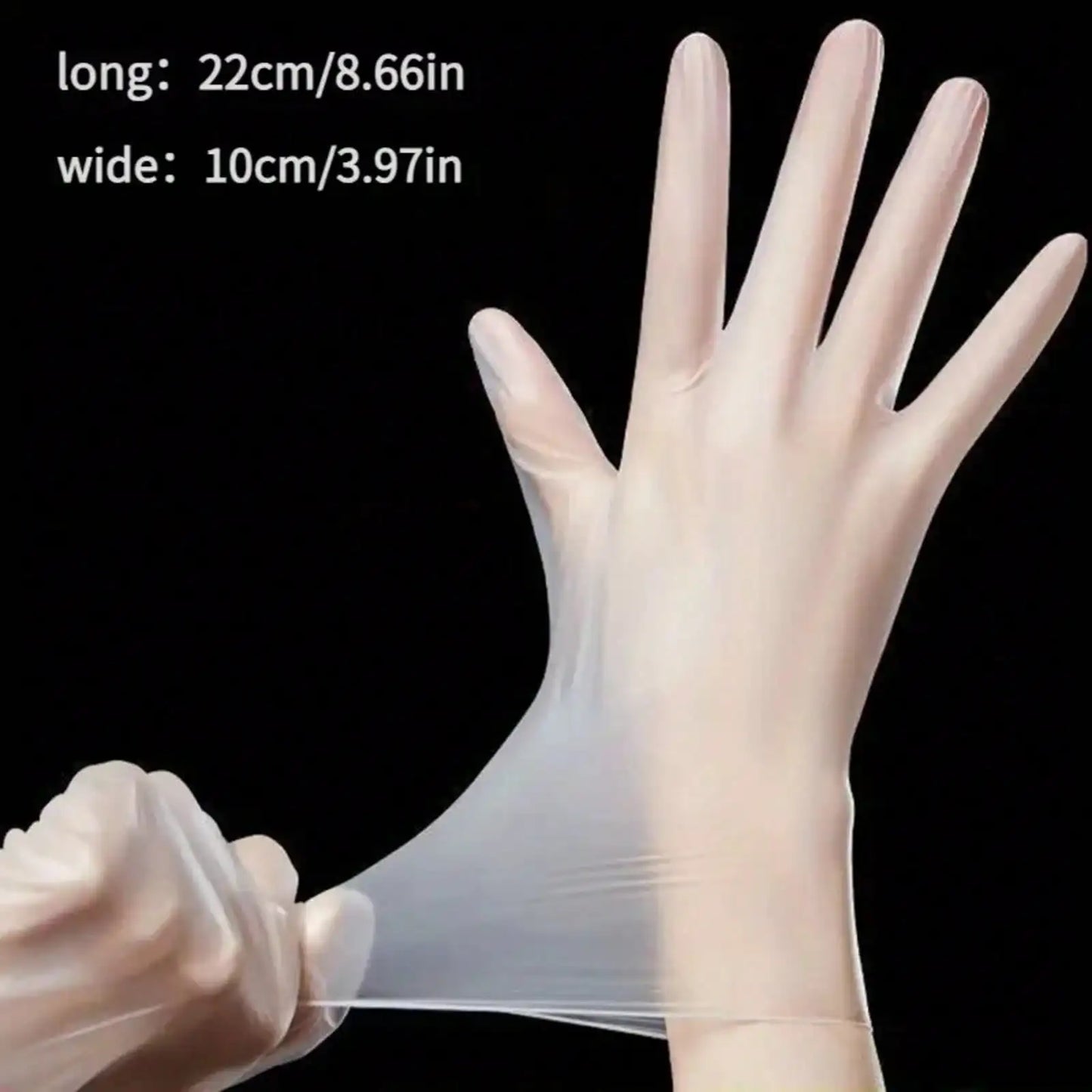100pcs High-Quality Clear Disposable Gloves, Ideal for Kitchen Cleaning Hair Dyeing Handicrafts, Durable Hand Protection