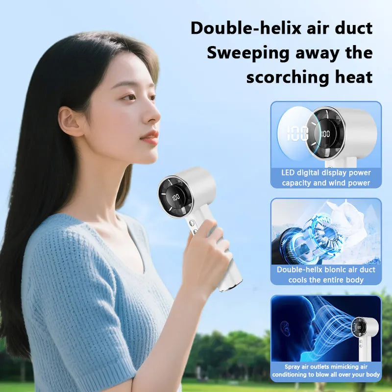 Lenovo 100 levels Handheld Eletric Turbo Fan Portable USB Fold Neck Fan Fast Cooling Semiconductor Tech Outdoor Camping Office