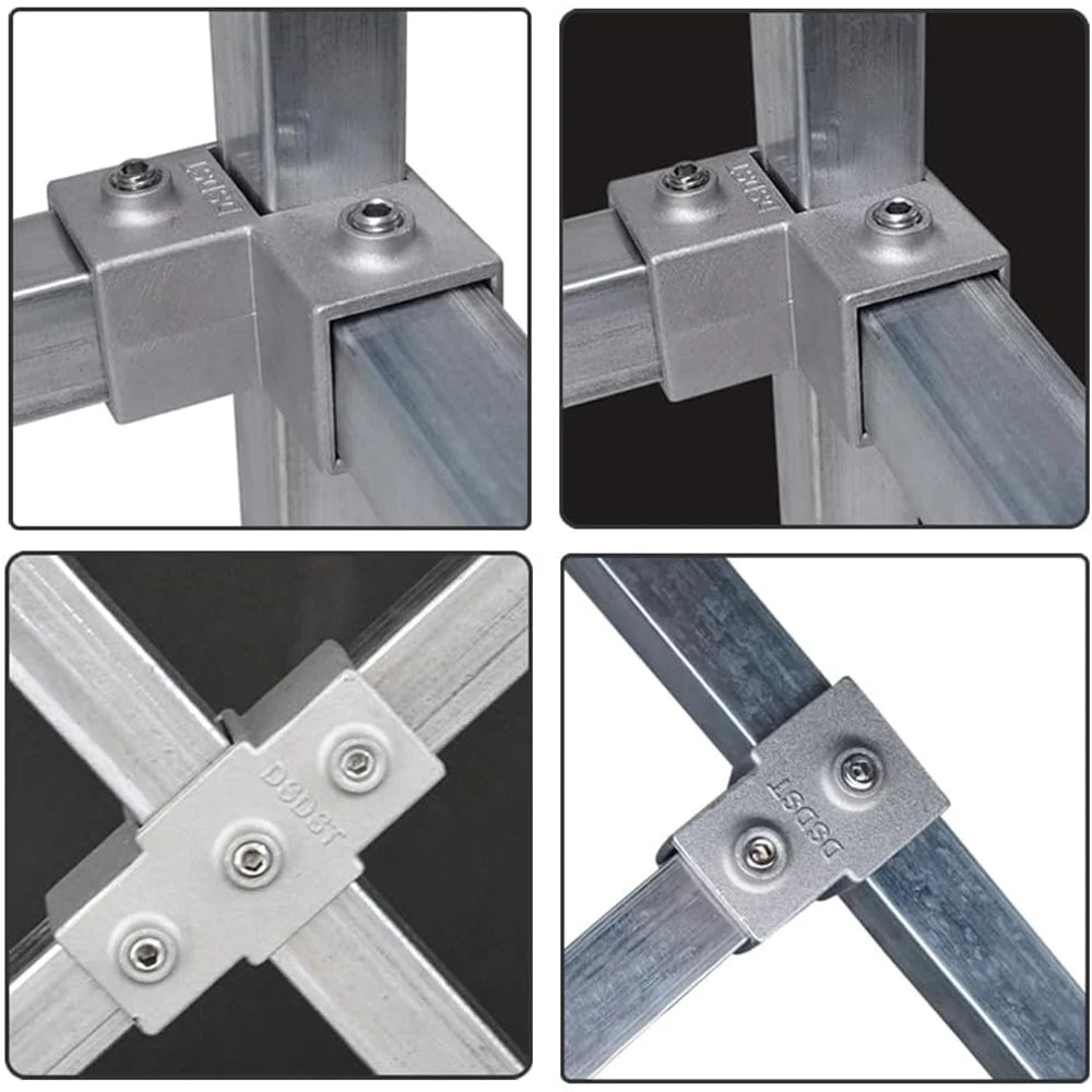 20/25/30mm Square Tube Connectors Galvanized Aluminum Alloy Square Tube Connector Tee Fasteners Square Steel Fixed Clips