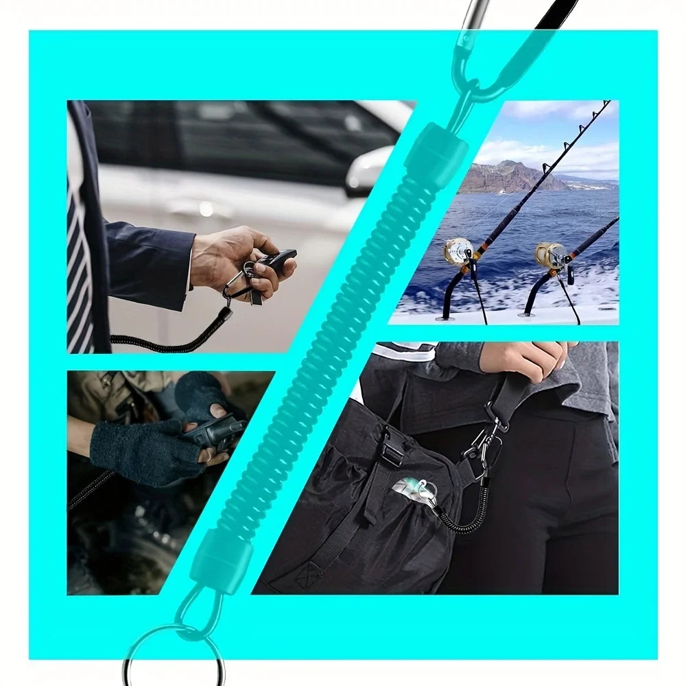 Spring Coil Keychains,Retractable Wrist Strap Safety Rope,8.46" To 47" Extendable,with Carabiner and Ring