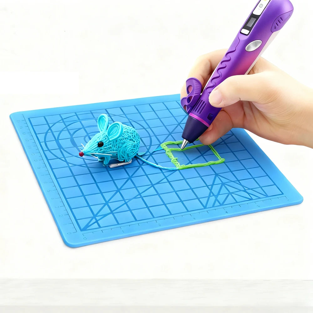 3D Printing Pen Silicone Mat DIY With 2 Finger Protectors Template Drawing Tool Silicone Pad Drawing Tools for Kids Adults