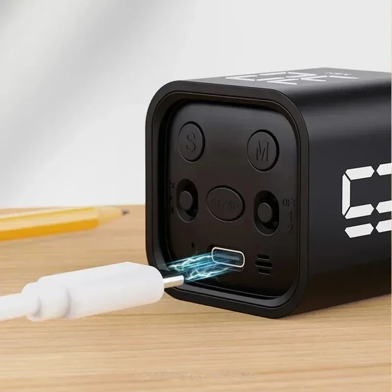 1pc Mini Productivity Cube Timer Gravity Sensor Flipping LED Display 4 Preset Time Dual Modes Countdown Cooking Study