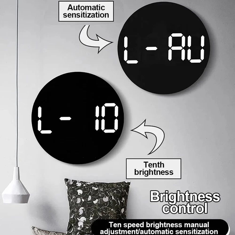 Digital LED Wall Clock with Dual Alarms,Calendar,Temperature and Humidity. Brightness Adjustable
