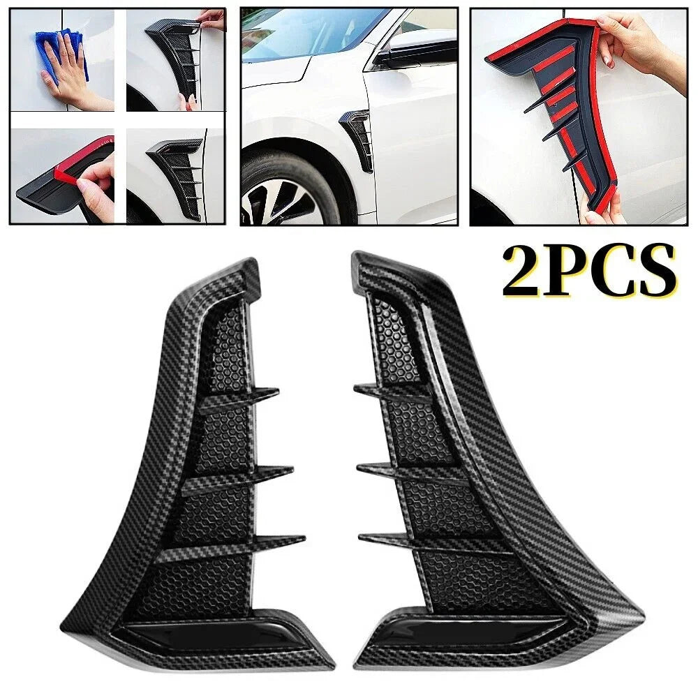 Car Styling Exterior Accessories 1 Pair Universal Carbon Black Car Fender Side Vents Air Flow Intake Hole Grille Sticker Cover