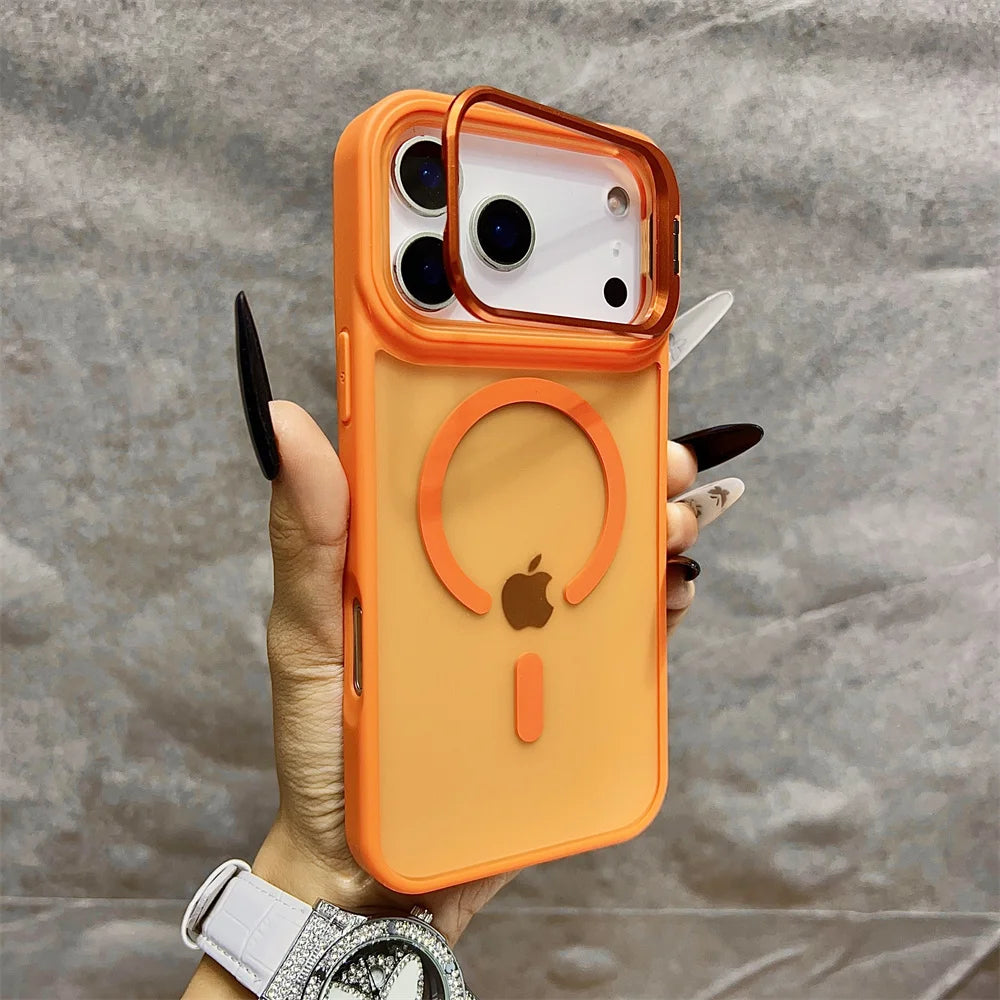 Matte Magnetic Translucent Wireless Charge Stand Case For iPhone 17 Pro Max Air 16 15 14 13 12 11 for Magsafe Must-Haves Cover