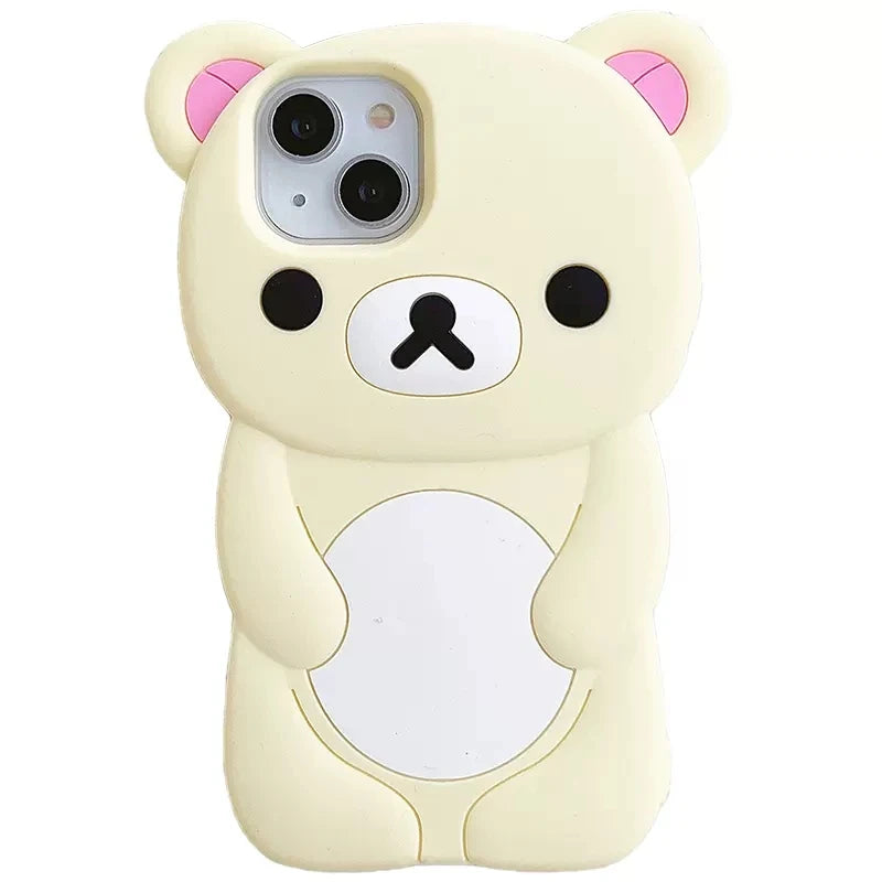 For iPhone 17 16 15 14 13 12 11 Pro Max Xs XR 6 7 8 Plus Cute Rilakkuma Bear Soft Silicone Cover Case