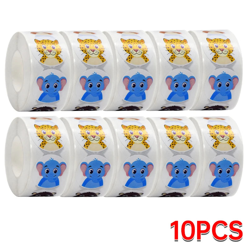 500/1000PCs Colorful Star Adhesive Stickers Kawaii Animal Scrapbook Reward Sticker Roll Labels for Kids Gift DIY Art Supplies