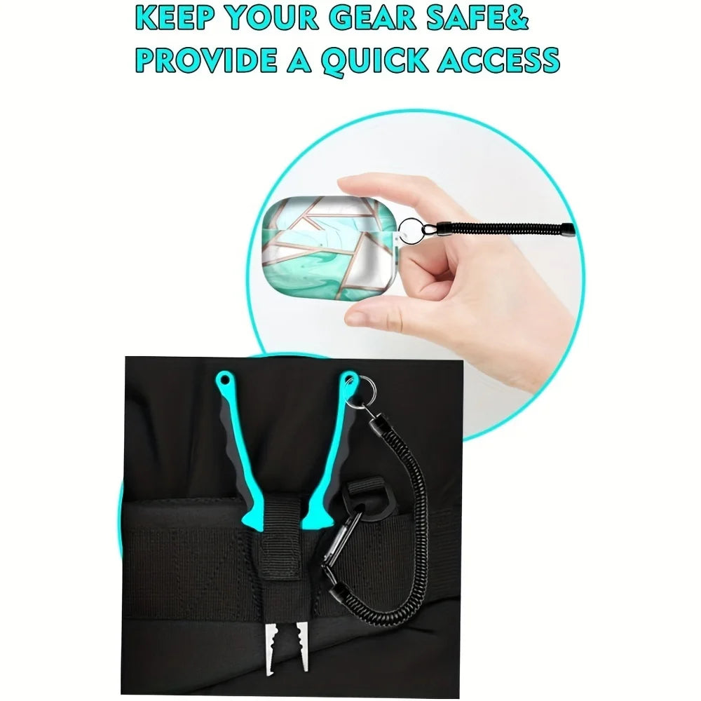 Spring Coil Keychains,Retractable Wrist Strap Safety Rope,8.46" To 47" Extendable,with Carabiner and Ring