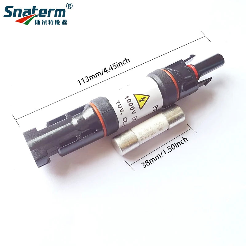 1000VDC 10A 15A 20A 30A DC Solar fuse Connector fusible holder with Inline Fuse for Solar Panel Systems TUV approved
