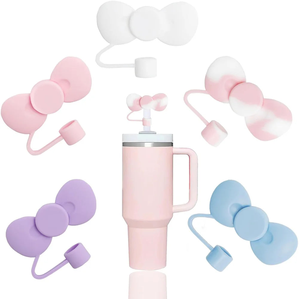 Lovely Bow straw covers cap Toppers For stanley 30&40 02 Tumbler CupReusable Cute silicone straw Tips Lids Protect Covers New