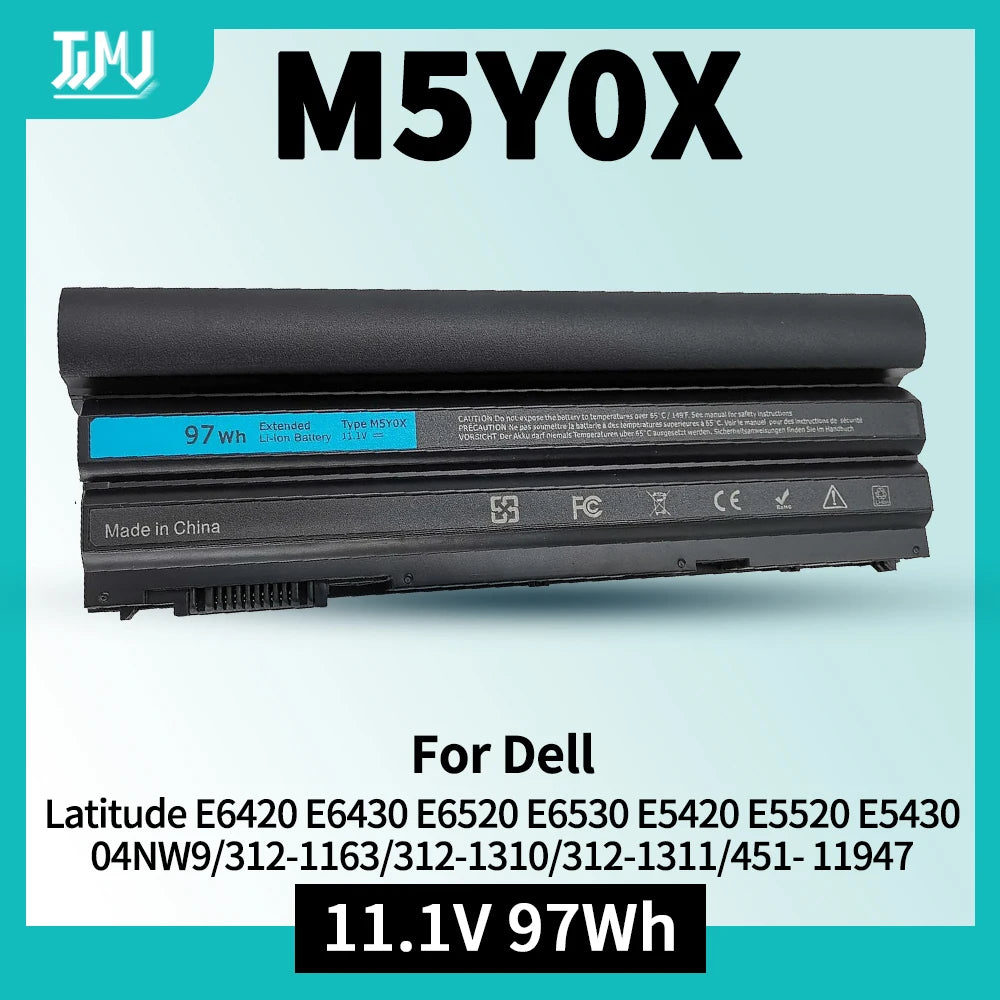 97WH 9-Cell Battery M5Y0X HCJWT NHXVW N3X1D M5YOX 71R31 FOR Dell Latitude Laptop E5420 E5520 E5430 E5530 E6420 E6430 E6520 E6440