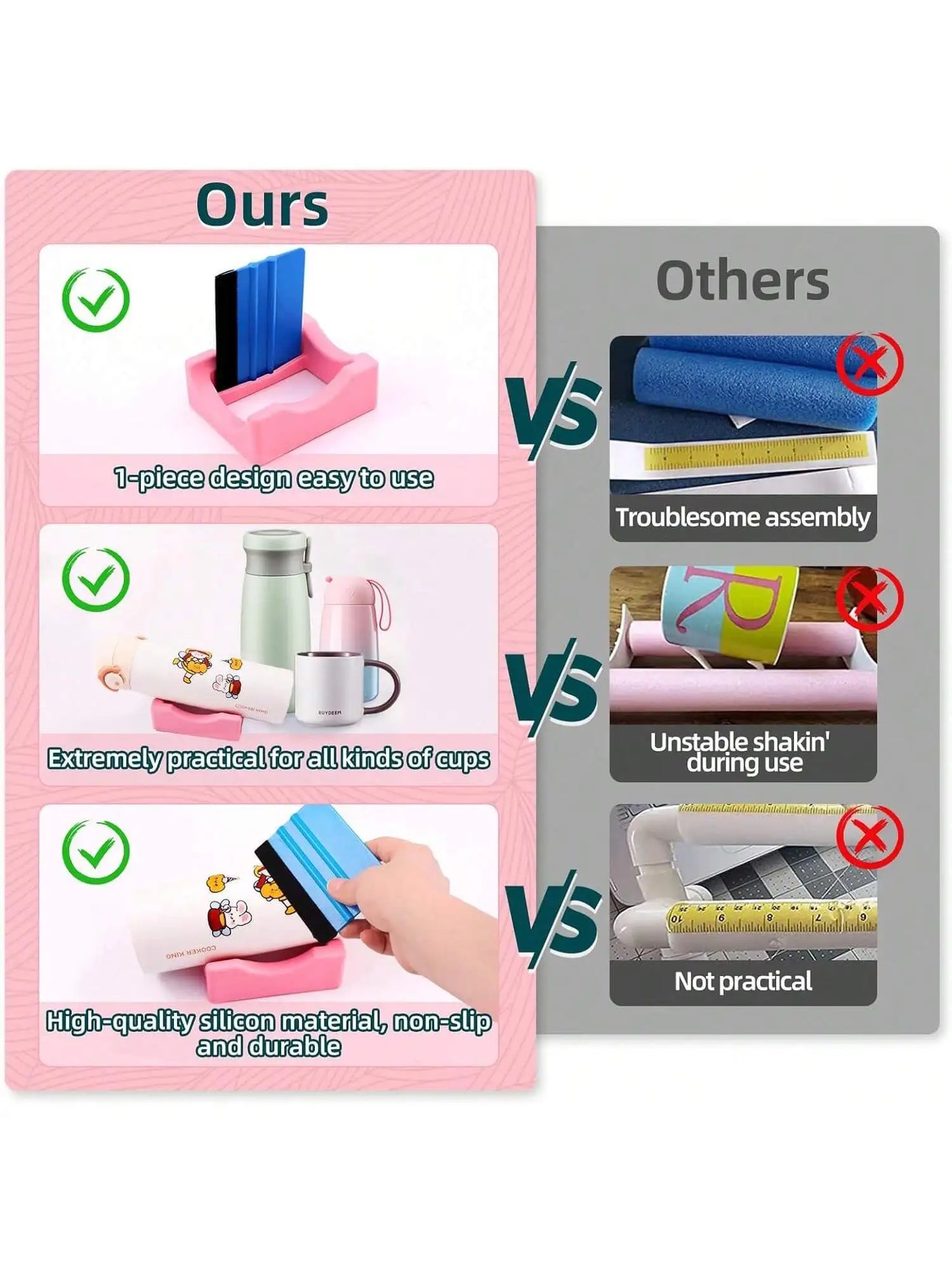 1pcs Silicone Cup Cradle for Tumblers with Built-in Slot, Vinyl Decals for Tumblers, Small Tumbler Stand Cup