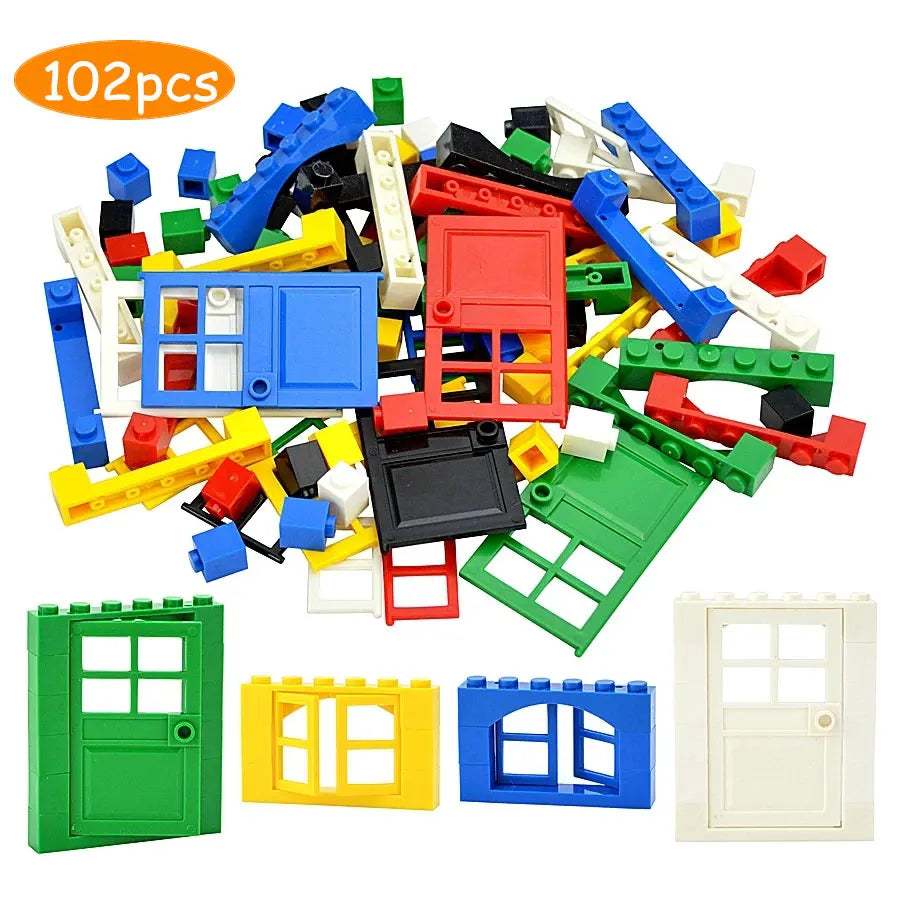 City Window Building Blocks MOC House Door Frame Glass Bricks Parts Compatible 60594  60616 60621 60596 MOC Educational Parts Fo