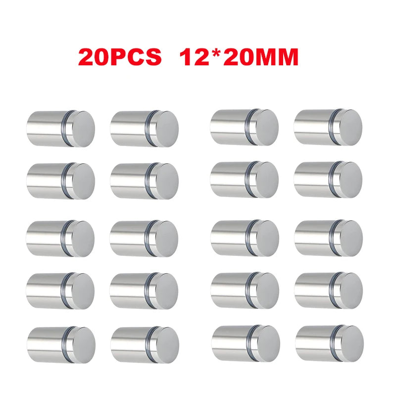 20pcs Advertising Nails 12x20/25/25mm Stainless Steel Screws for Wall Mount Glass/Acrylic Sign Standoff Fixing Screws Hardware