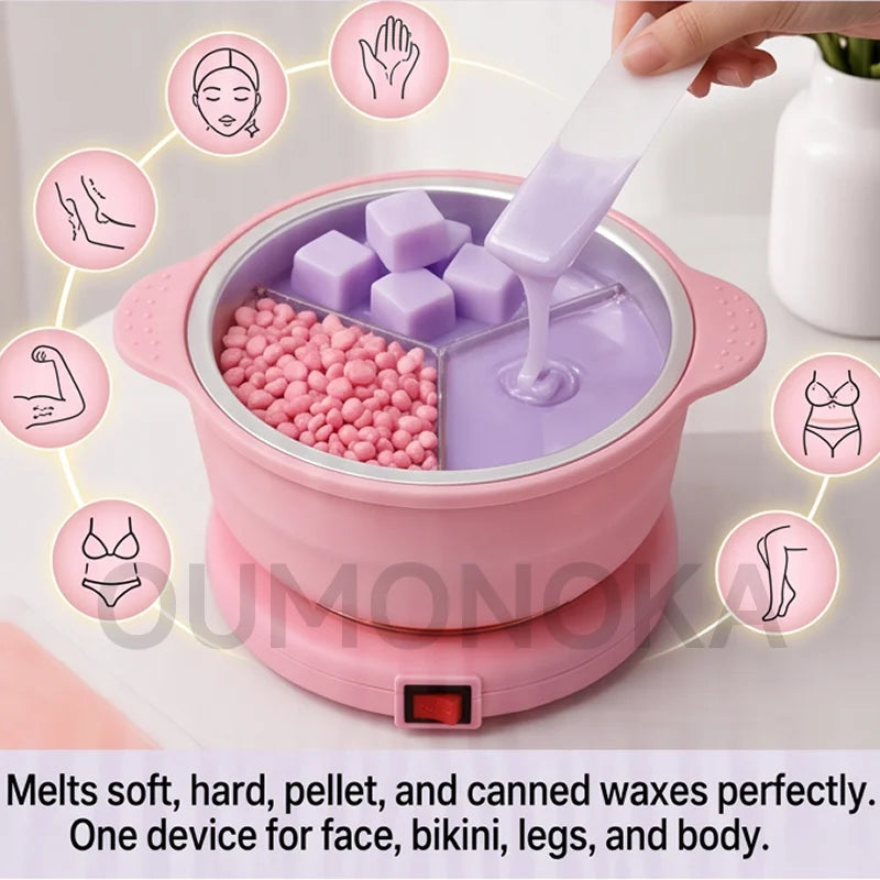 Silicone Depilatory Shaving Wax Heater  Machine for Depilation Professional Home Appliance SPA Paraffin Pot Foldable Wax Heater