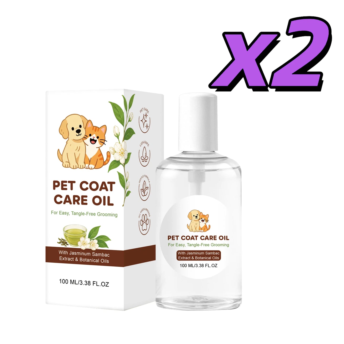 Pet Coat Care Oil Deep Moisturize Dry Damaged Fur Soften Detangler Anti Lick Safe Shiny Fur Treatment Dog Cat Fur Repair Serum