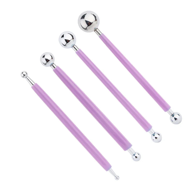 For Embossing Pattern 4 Pcs Point Drill Creasing Pen With DIY Ball Styluses Tools Spiral Double Head Clay Sculpting Tools