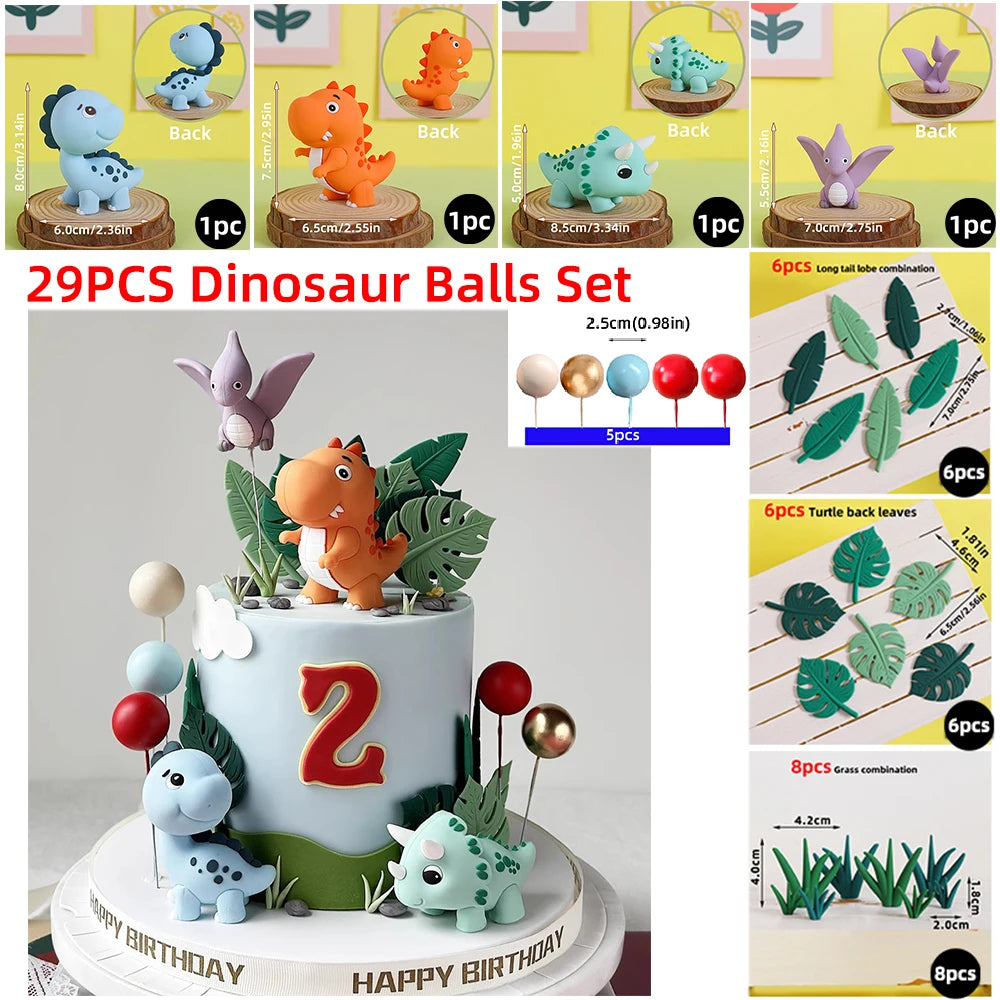 Jurassic Dinosaur Cake Topper Tyrannosaurus Rex Triceratops Pterosaur for Kids Happy Birthday Party Decoration Baby Shower Decor
