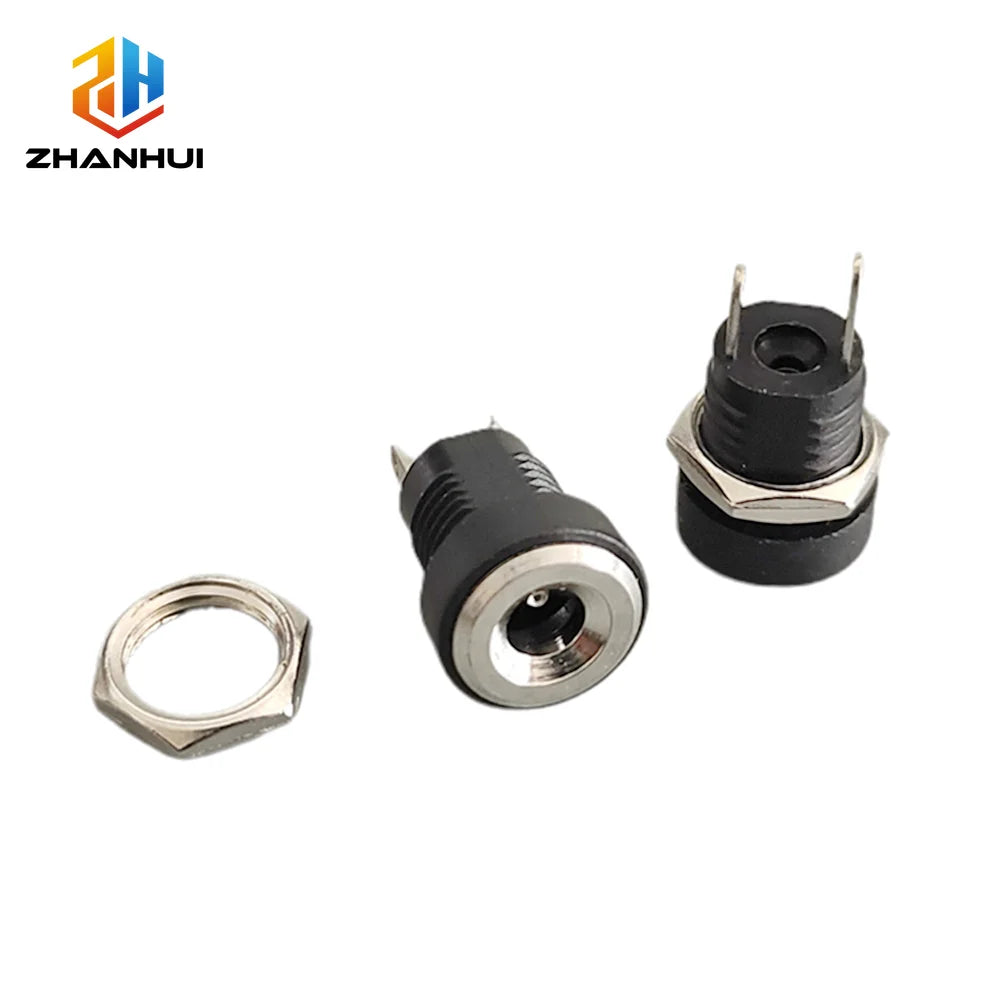 5/10pcs DC-022B DC Power Female Socket 3.5x1.3mm 5.5x2.1mm 5.5*2.5mm 2Pin Jack Hole Panel Mount Connector Adapter