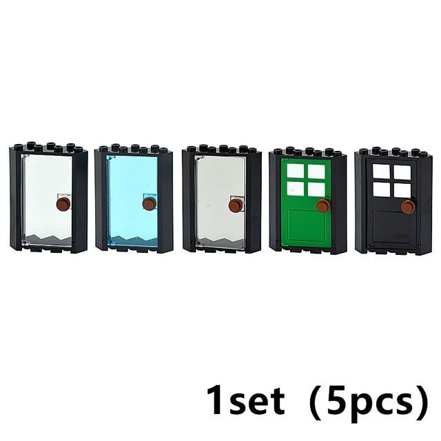 City Window Building Blocks MOC House Door Frame Glass Bricks Parts Compatible 60594  60616 60621 60596 MOC Educational Parts Fo