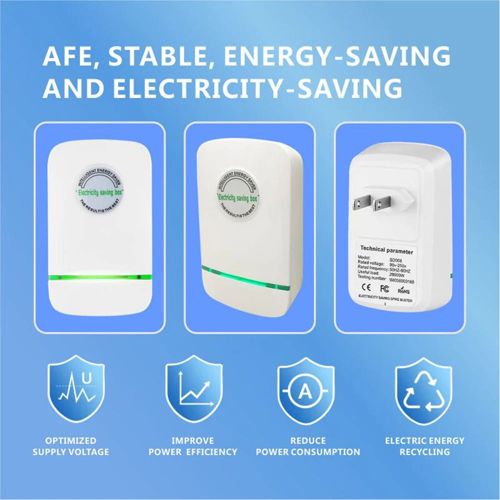 Pro Power save Energy Saver 90V-250V Home Office Voltage Stabilizer EU Plug - Electricity Saving Box for Stable Power Supply