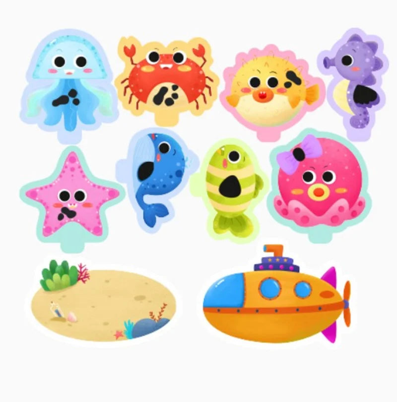 Baby Toy Animal Bath Toys for Kids Soft EVA Paste Bathroom Toys Animal Cognitive Floating Water Toys for Boys Girls 2 to 4 Years