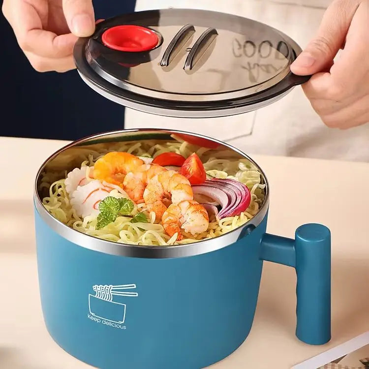 Stainless steel best-selling instant noodle bowl with lid, a sealed and portable draining bowl, suitable for kitchen utensils, a