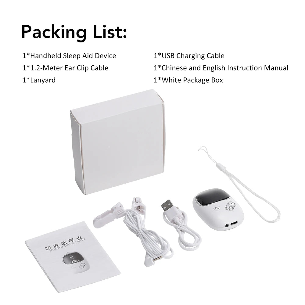 Ear Clip & Handheld CES Sleep Aid Device For Insomnia Anxiety Stress Relief Help Sleeping Aid Machine Palm Pulse Massager