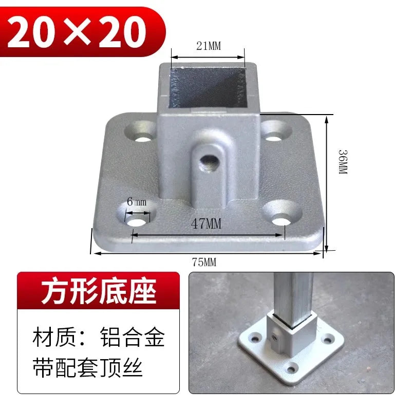 20/25/30mm Square Tube Connectors Galvanized Aluminum Alloy Square Tube Connector Tee Fasteners Square Steel Fixed Clips