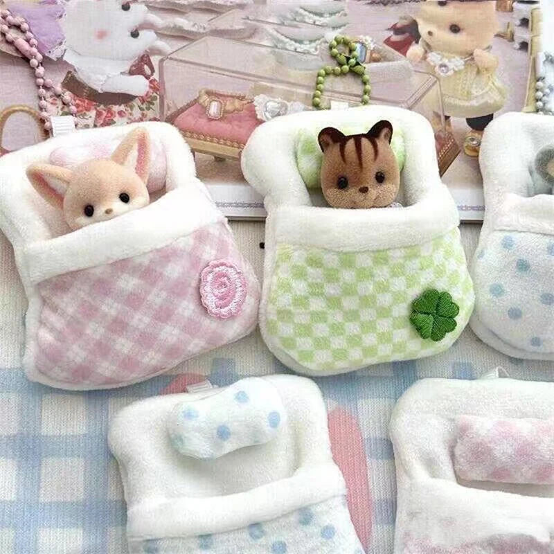 Cute Sleeping Bag Storage Bag for Sylvanian Families, Mini Doll Cloth Clothes, Doll Room Decoration, Mini Furniture Accessories
