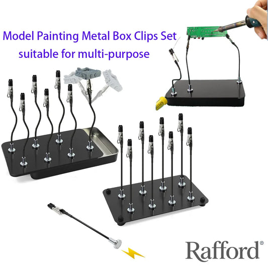 Rafford 12Pcs Bendable Model Painting Alligator Clip Sticks Rubber Tips + Metal Magnetic Base - for Airbrush, Hobby Model Parts
