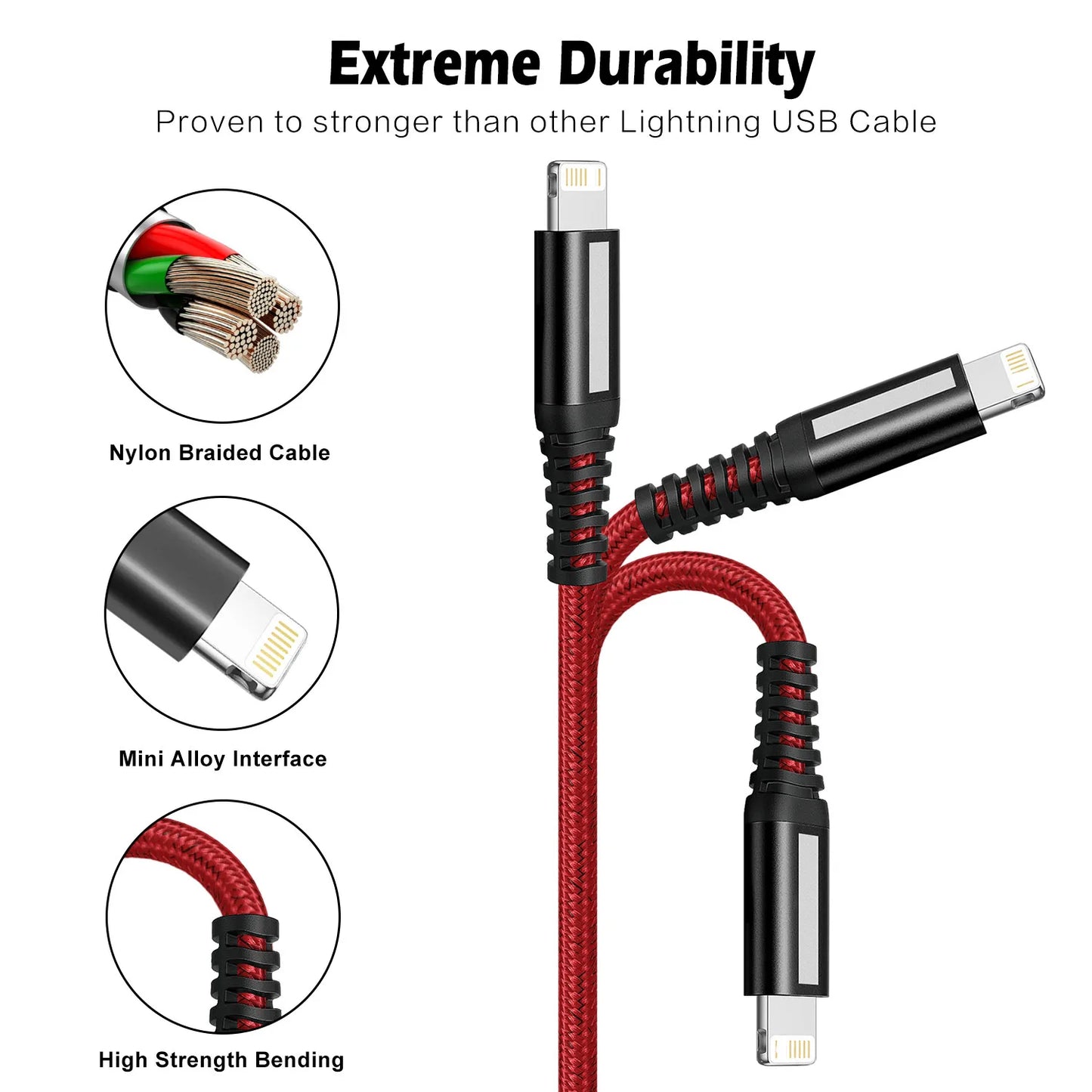 3A USB Cable For iPhone 13 12 11 14 Pro Max XR X XS Max 7 8 Plus iPad iPhone Charger Fast Charging Cord Data Charger Wire 1m2m3m