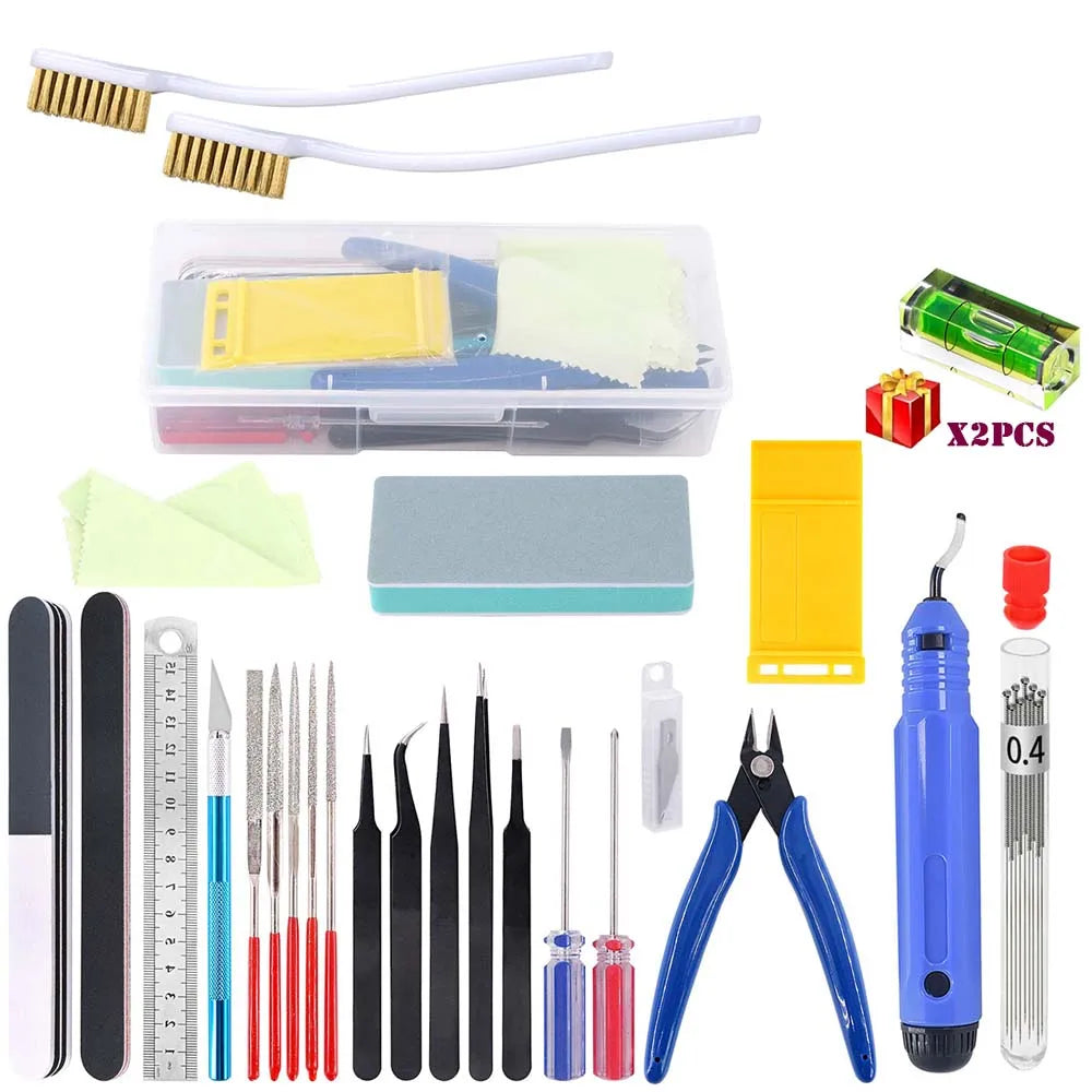 3D Printer Tool Kit Trimming Knife Scraper Cleaning Needle Tweezers Pliers Scraper Basic Deburring Tools Kit DIY 3D Printer Part