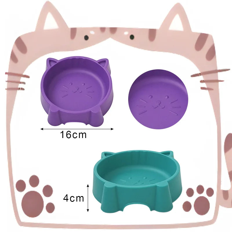 cat ear pet bowl elevated double bowls non-slip feeder dog cat food water bowl eco-friendly durable