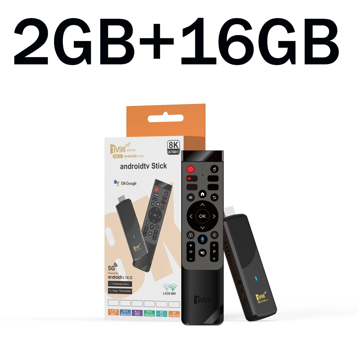 TV98 ATV X9 TV Stick Android14 Smart Allwinner H313 Quad core HD 8K 4K Media Player 4G 5G Dual Wifi Voice Remote iptv