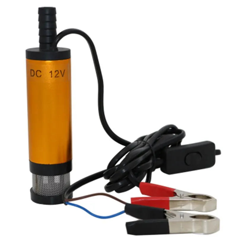 12V/24V DC Mini Portable Electric Submersible Pump - 12L/min, Aluminum Alloy Shell, Fuel/Diesel/Oil/Water Transfer