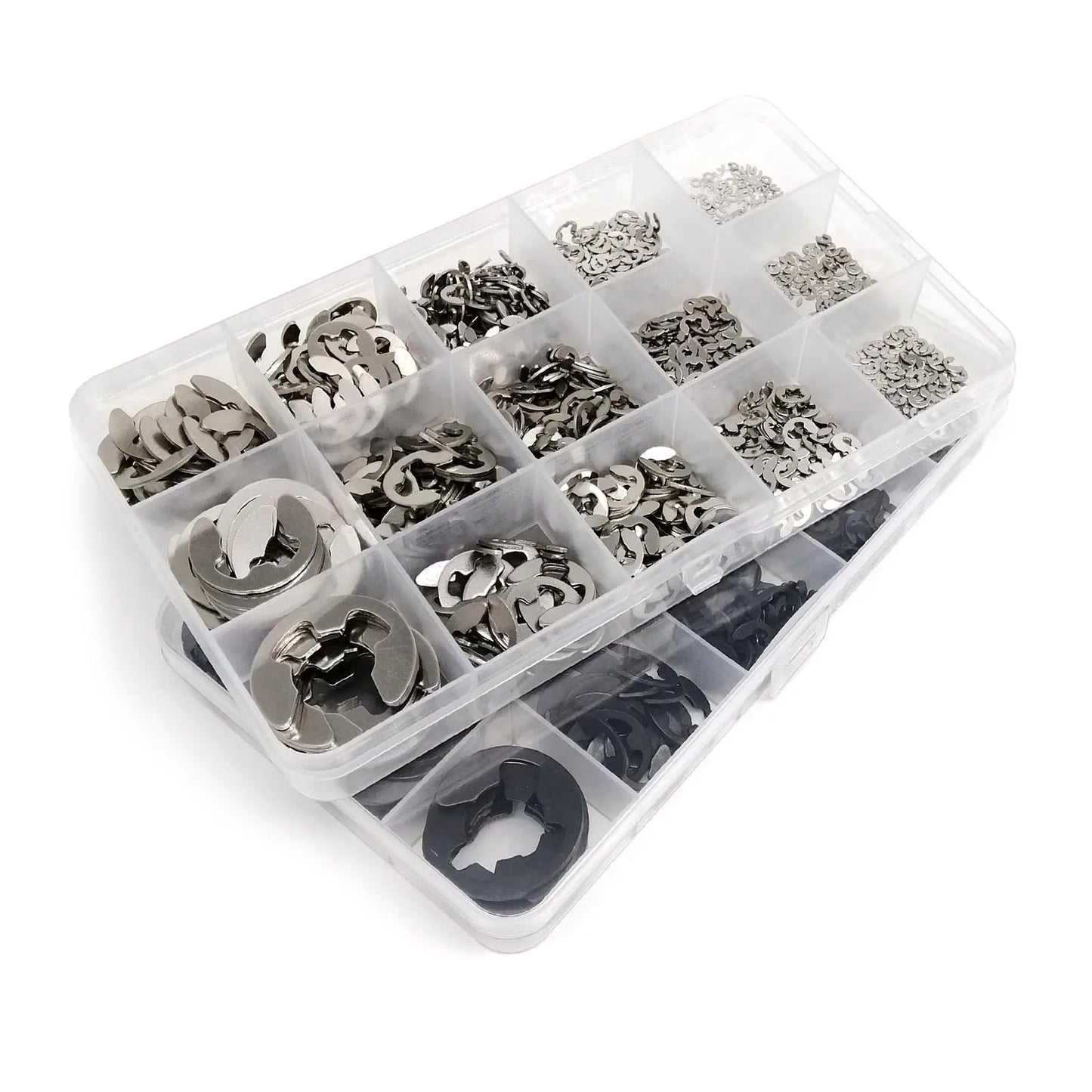 1 Kit M1.2 to M15 GB896 E type Circlip Shaft Bearing External Retaining Ring Snap Washer Black 65mn Steel 304 A2 Stainless Steel