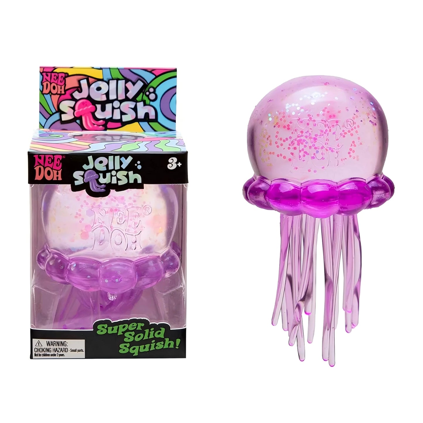 Schylling Nee Doh Jellyfish & Cube Squish Toy, Soft Jelly Squeeze Stress Relief Fidget Toy, Sensory NeeDoh for Kids & Adults