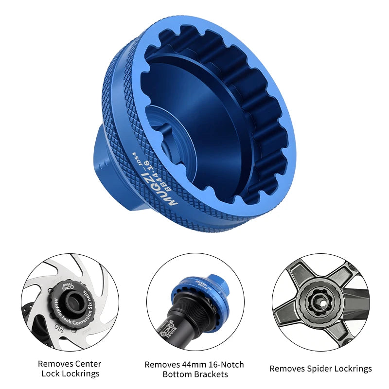 MUQZI Centerlock Rotor Lockring Install Removal Tool Bike Disc Brake Lock Ring and Bottom Bracket Repair Socket Tool