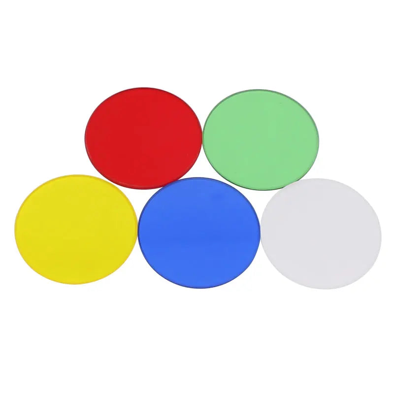 5 Pieces Microscope Filters 32 35 42 45mm Diameter Biological Microscope Accessories Green Blue Yellow White Red Optical Glass