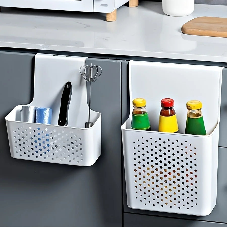 Kitchen Cabinet Door Interior Storage Shelf and Box, Hanging Hook Behind the Door, Kitchen Cabinet Door Basket  Shelf Baskets