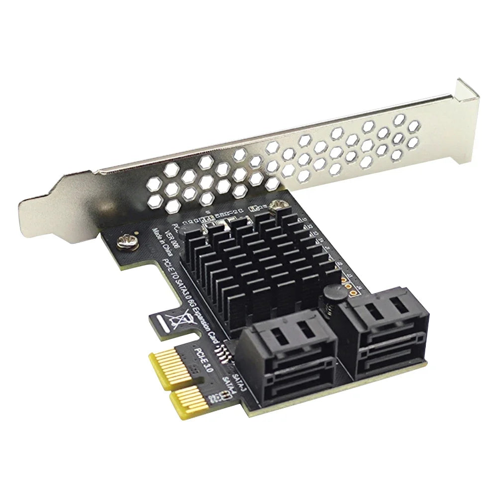 4 Port SATA III PCIe Expansion Card 6Gbps SATA 3.0 to PCI-e 1X 9215 Controller Card PCI Express Adapter Converter with Bracket