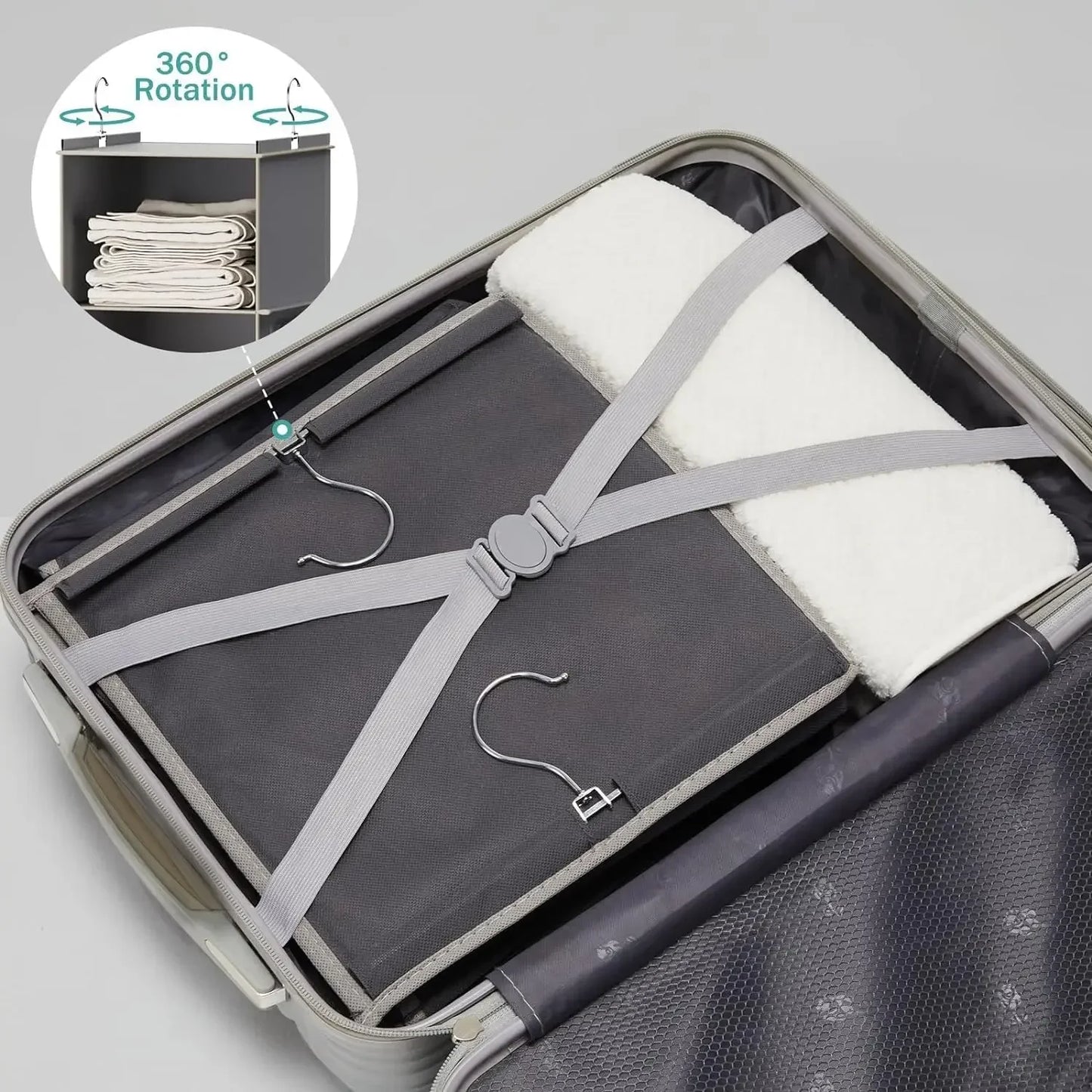 Hanging Closet Organizer, 6-Shelf Wardrobe Storage Bag with Hooks, Space Saving Foldable Fabric Shelves for Bedroom Dorm Travel