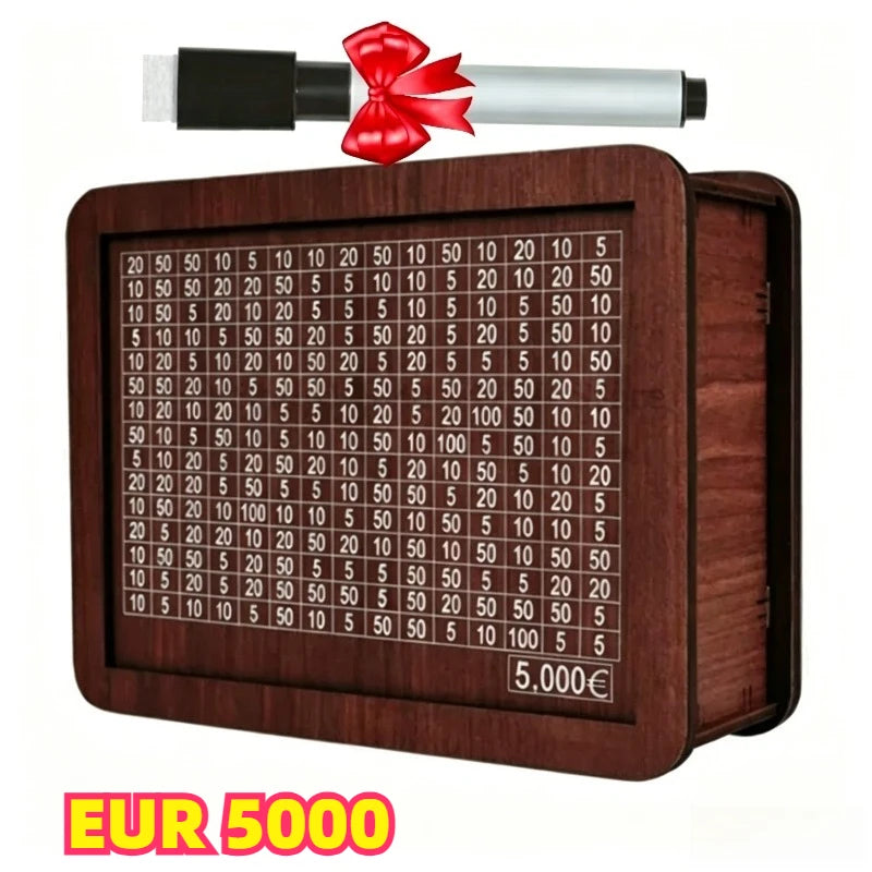 1000/3000/5000/10000 Euro Money Box Wooden Piggy Bank Reusable Personalized Piggy Bank Children Challenge Cash Storage Case