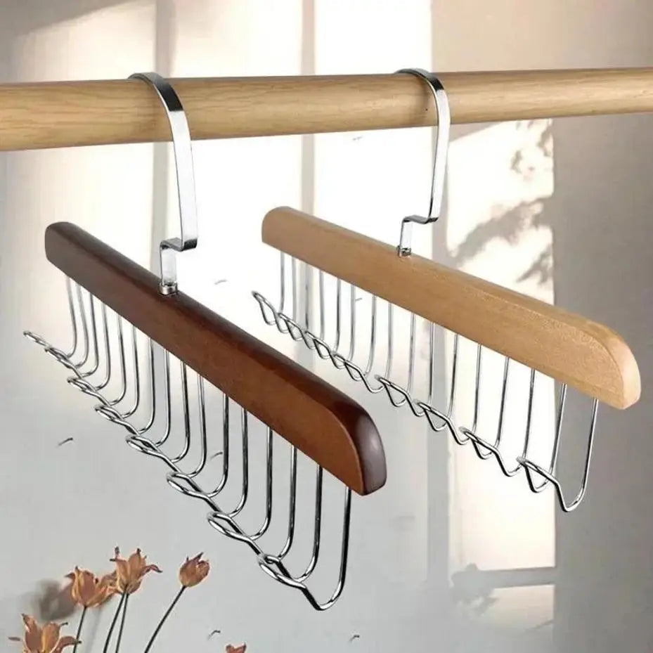8-hook Solid Wood Hanger With Multifunctional Quality Home And Daily Necessities Hook Wave Drying Hanger