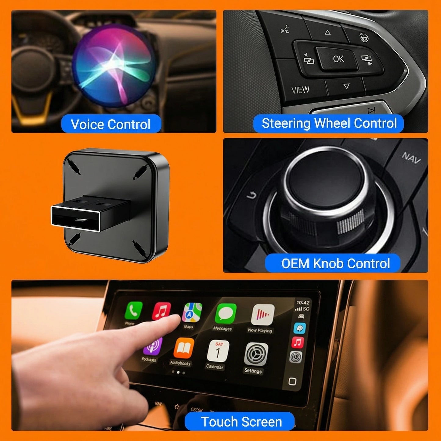 Mini 2 In 1 CarPlay Wireless Adapter, Universal Android Auto Dongle for Car Entertainment System, Portable Lightweight Durable M