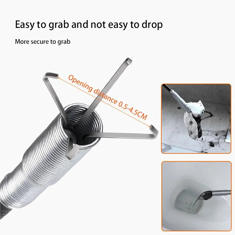 60cm Spring Pipe Dredging Tools, Drain Snake, Drain Cleaner Sticks Clog Remover Cleaning Household for KitchenBending sink tool